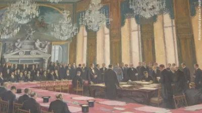 Fresque représentant la signature du traité de Neuilly © Archives municipales de Neuilly-sur-Seine