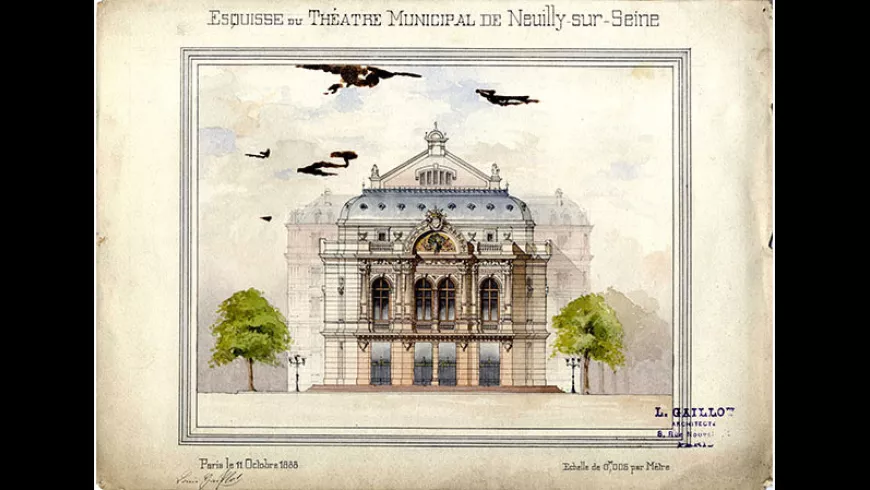 Théâtre municipal de Neuilly-sur-Seine, esquisse de l’architecte Gaillot (1888), ©AMNSS © 