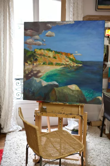 Peinture, vue sur mer
